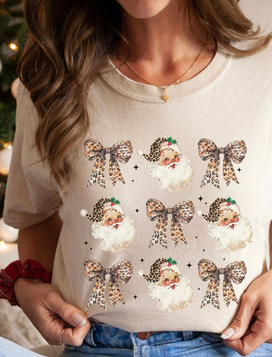 Leopard Santa & Bow Tee